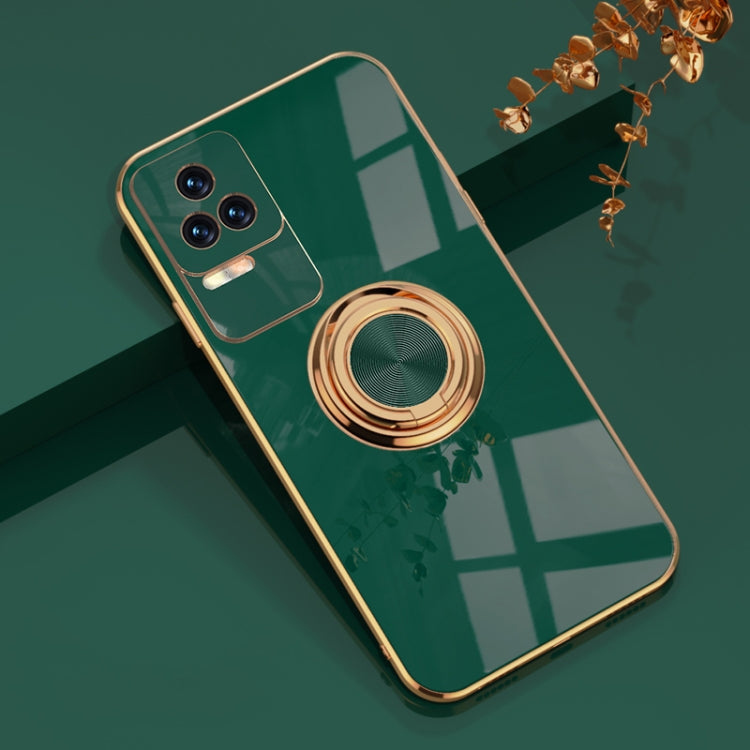 For Xiaomi Redmi K50 / K50 Pro 6D Electroplating Full Coverage Silicone Phone Case with Magnetic Ring Holder