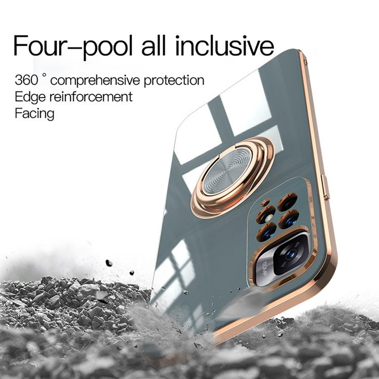 For Xiaomi Redmi Note 11 4G 6D Electroplating Full Coverage Silicone Phone Case with Magnetic Ring Holder
