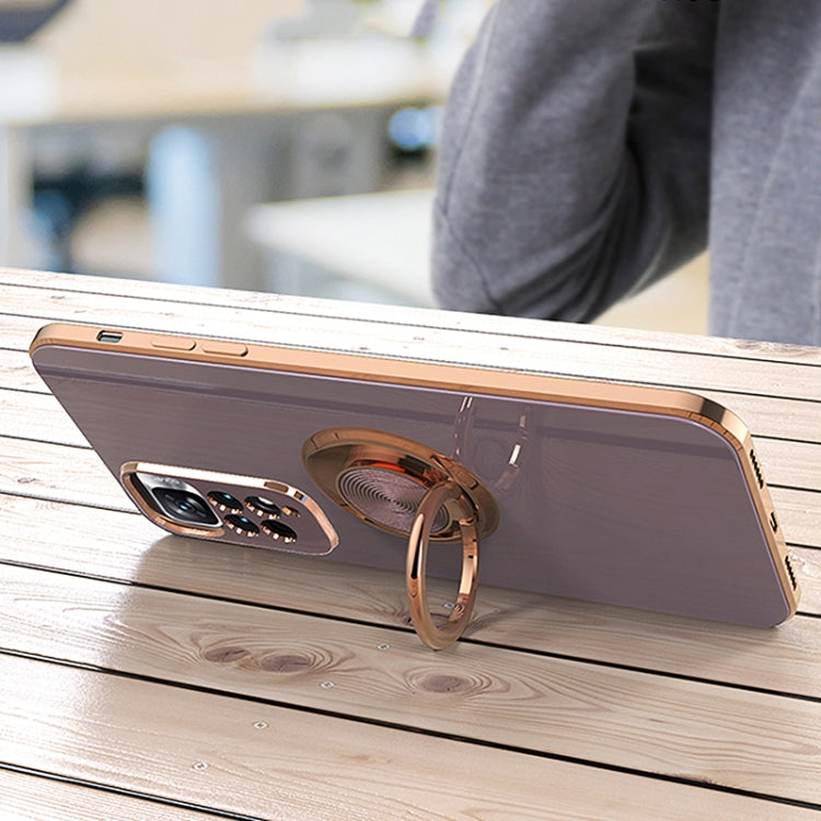 For Xiaomi Redmi Note 11 4G 6D Electroplating Full Coverage Silicone Phone Case with Magnetic Ring Holder
