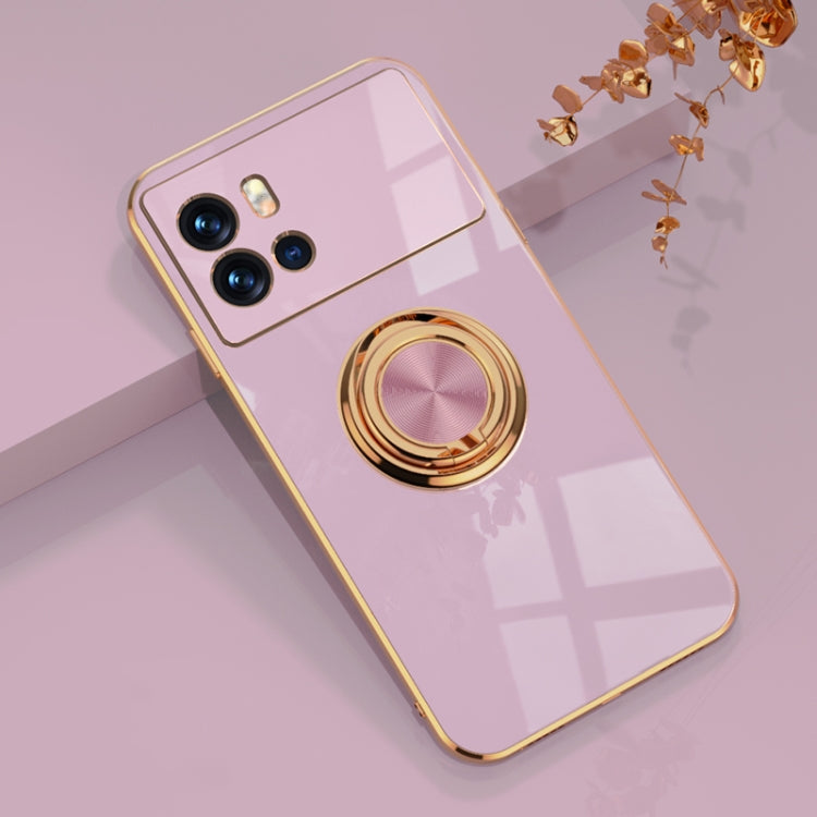 For vivo iQOO 9 Pro 6D Electroplating Full Coverage Silicone Phone Case with Magnetic Ring Holder
