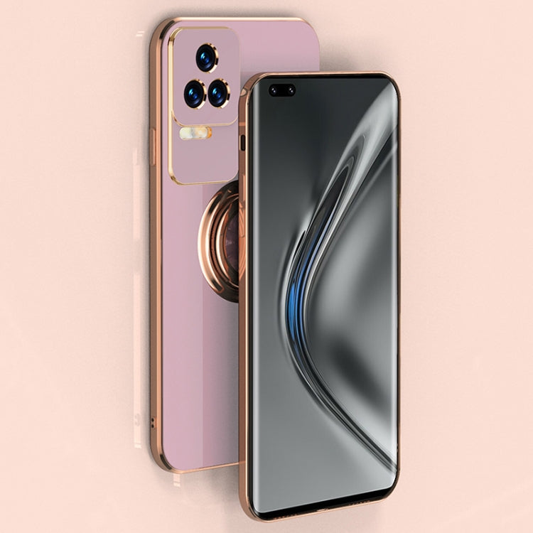 For Xiaomi Redmi K40S 6D Electroplating Full Coverage Silicone Phone Case with Magnetic Ring Holder