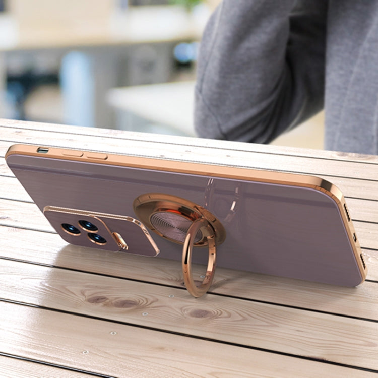 For Xiaomi Redmi K40S 6D Electroplating Full Coverage Silicone Phone Case with Magnetic Ring Holder