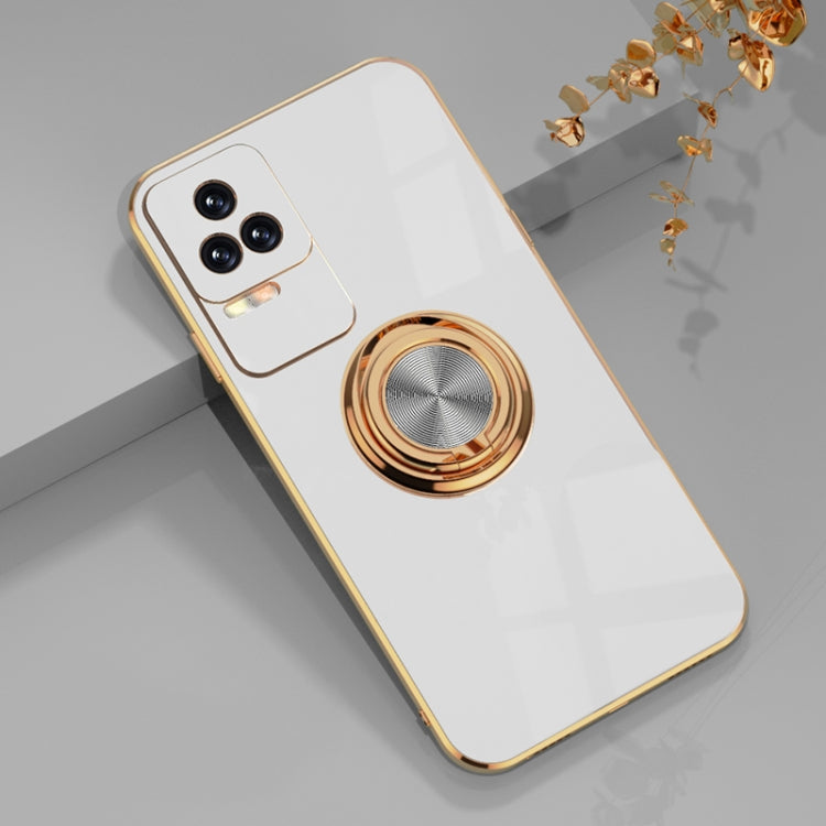 For Xiaomi Redmi K40S 6D Electroplating Full Coverage Silicone Phone Case with Magnetic Ring Holder