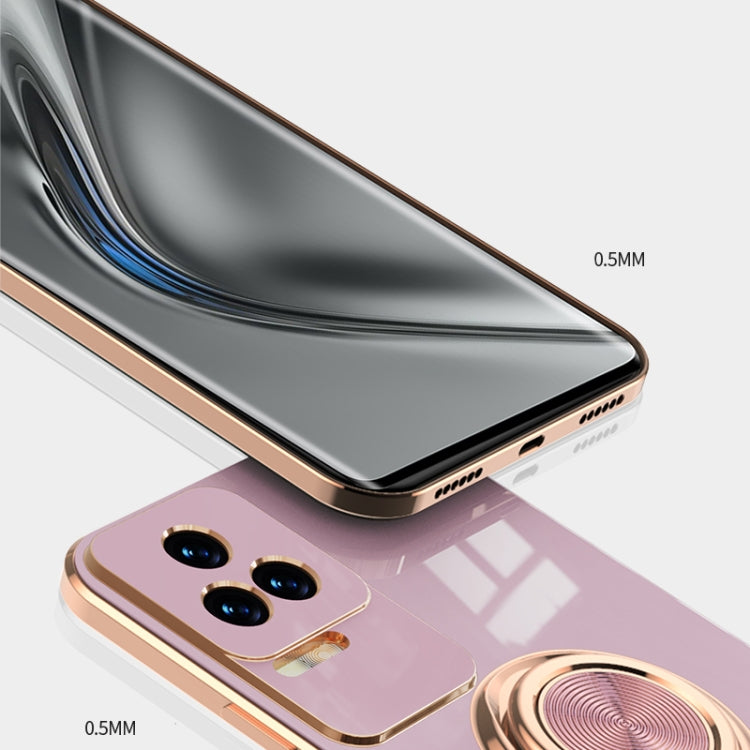 For Xiaomi Redmi K40S 6D Electroplating Full Coverage Silicone Phone Case with Magnetic Ring Holder