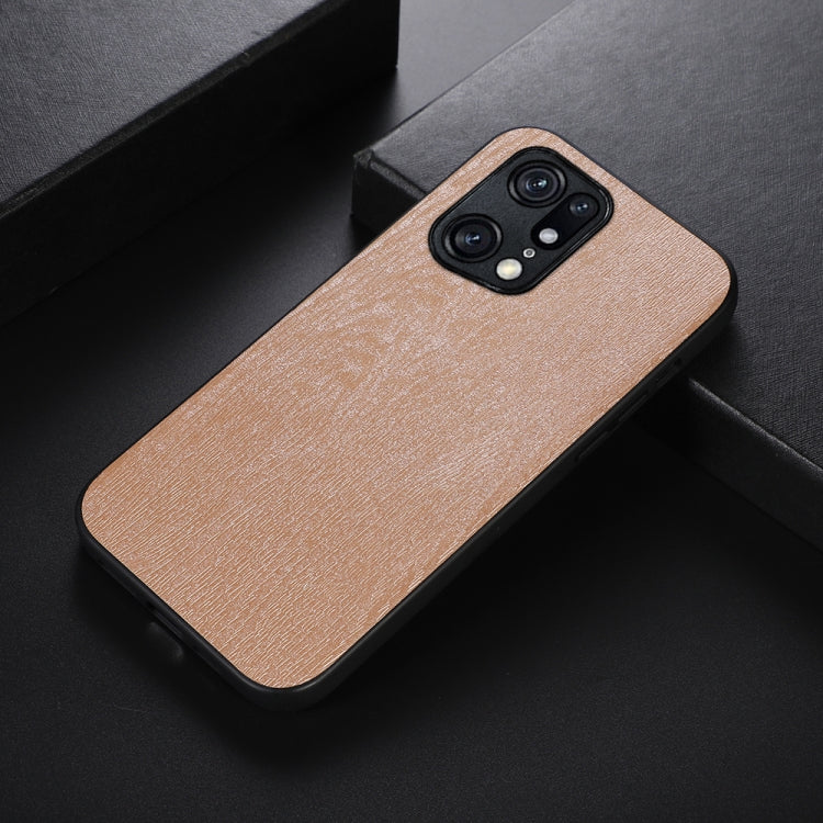 For OPPO Find X5 Pro Wood Texture PU Phone Case