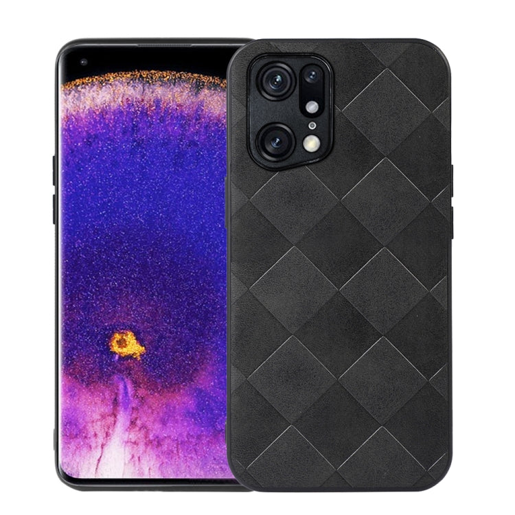 For OPPO Find X5 Pro Weave Plaid PU Phone Case