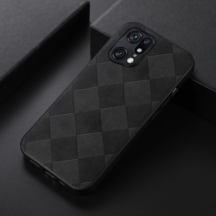 For OPPO Find X5 Pro Weave Plaid PU Phone Case
