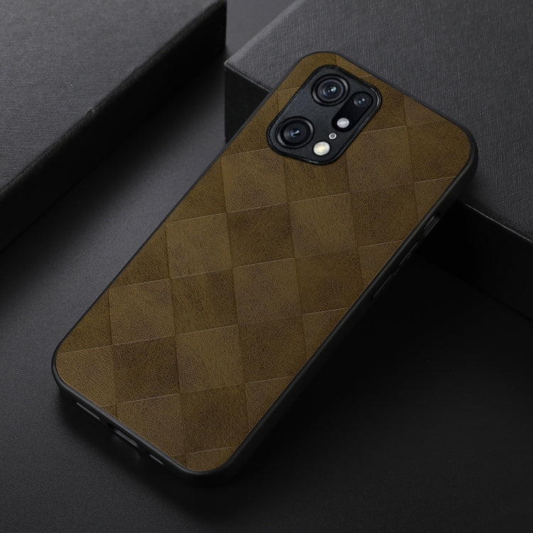 For OPPO Find X5 Pro Weave Plaid PU Phone Case