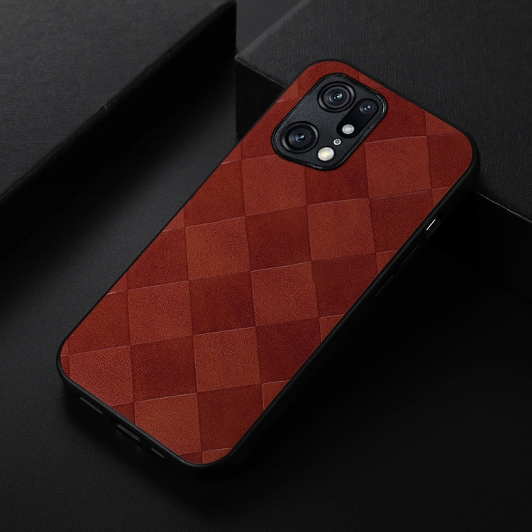 For OPPO Find X5 Pro Weave Plaid PU Phone Case