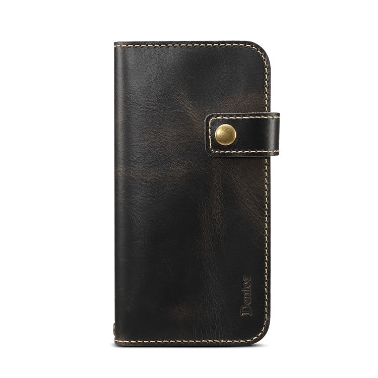 For iPhone 7 / 8 Denior Oil Wax Cowhide DK Magnetic Button Horizontal Flip Leather Case with Holder & Card Slots & Wallet