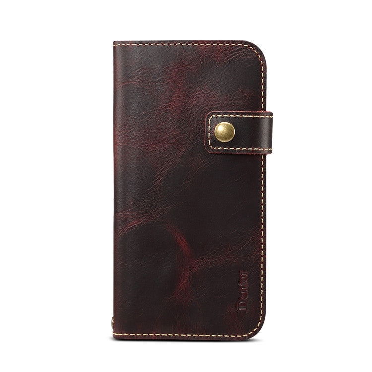 For iPhone 7 / 8 Denior Oil Wax Cowhide DK Magnetic Button Horizontal Flip Leather Case with Holder & Card Slots & Wallet
