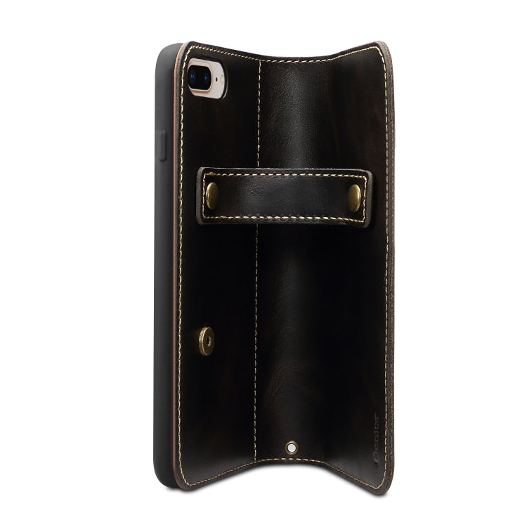 For iPhone 7 Plus / 8 Plus Denior Oil Wax Cowhide DK Magnetic Button Horizontal Flip Leather Case with Holder & Card Slots & Wallet