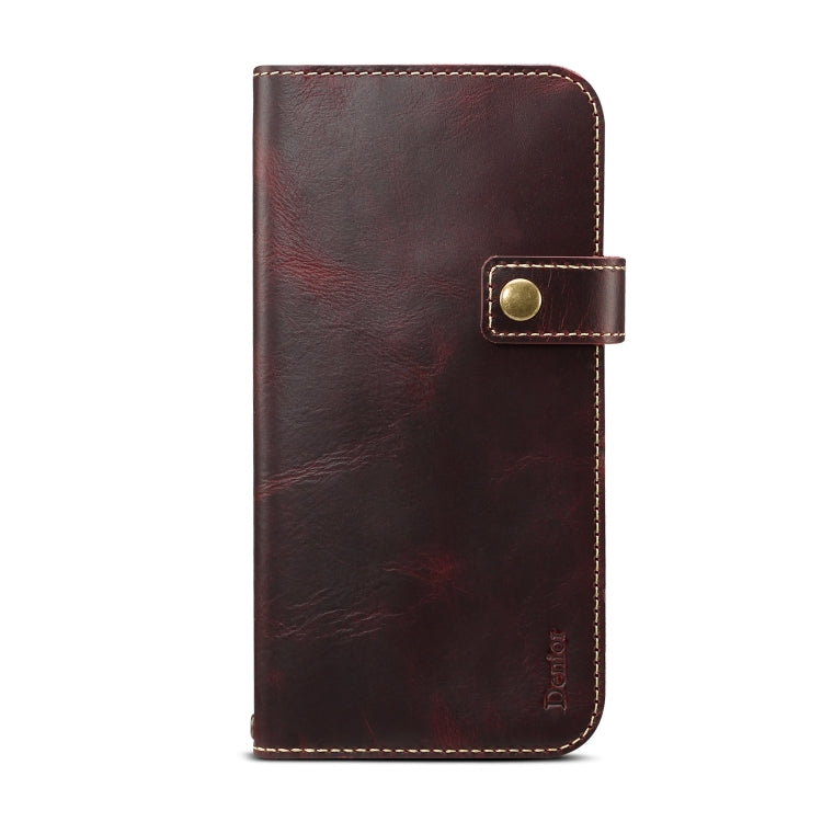 For iPhone 7 Plus / 8 Plus Denior Oil Wax Cowhide DK Magnetic Button Horizontal Flip Leather Case with Holder & Card Slots & Wallet