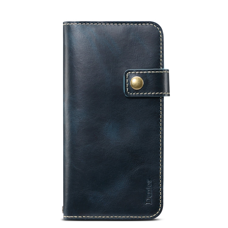 For iPhone 11 Pro Max Denior Oil Wax Cowhide DK Magnetic Button Horizontal Flip Leather Case with Holder & Card Slots & Wallet