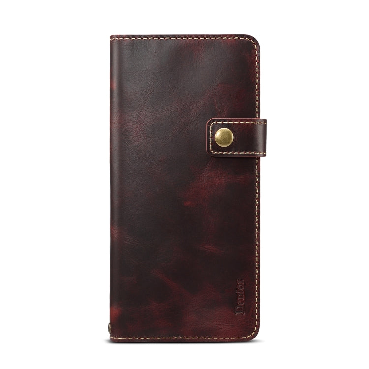 For Galaxy S10 Denior Oil Wax Cowhide DK Magnetic Button Horizontal Flip Leather Case with Holder & Card Slots & Wallet