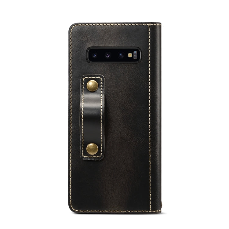 For Galaxy S10 Plus Denior Oil Wax Cowhide DK Magnetic Button Horizontal Flip Leather Case with Holder & Card Slots & Wallet