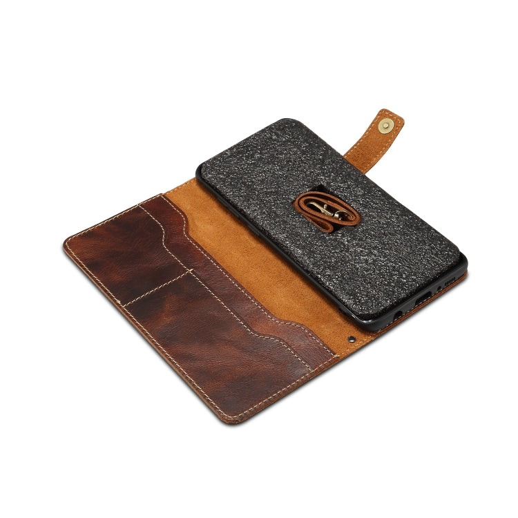 For Galaxy S10 Plus Denior Oil Wax Cowhide DK Magnetic Button Horizontal Flip Leather Case with Holder & Card Slots & Wallet