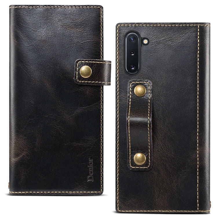 For Galaxy Note 10 Denior Oil Wax Cowhide DK Magnetic Button Horizontal Flip Leather Case with Holder & Card Slots & Wallet