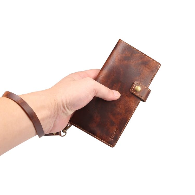 For Galaxy Note 10 Denior Oil Wax Cowhide DK Magnetic Button Horizontal Flip Leather Case with Holder & Card Slots & Wallet