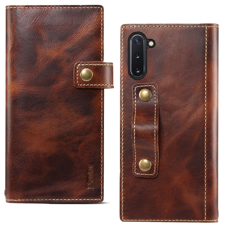 For Galaxy Note 10 Denior Oil Wax Cowhide DK Magnetic Button Horizontal Flip Leather Case with Holder & Card Slots & Wallet
