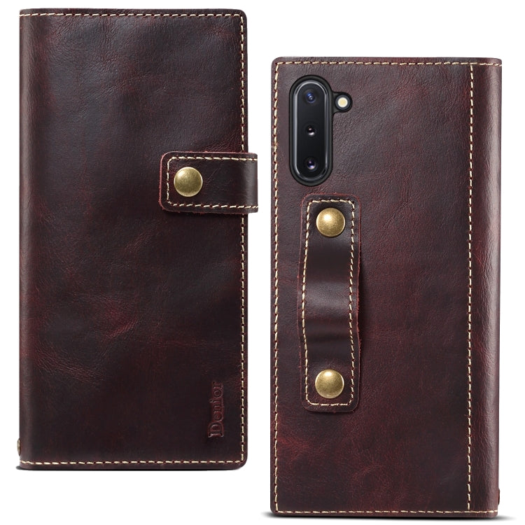 For Galaxy Note 10 Denior Oil Wax Cowhide DK Magnetic Button Horizontal Flip Leather Case with Holder & Card Slots & Wallet