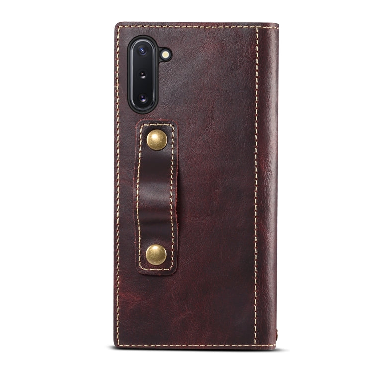 For Galaxy Note 10 Denior Oil Wax Cowhide DK Magnetic Button Horizontal Flip Leather Case with Holder & Card Slots & Wallet