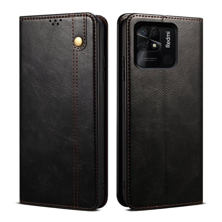 For Xiaomi Redmi 10C Oil Wax Crazy Horse Texture Leather Phone Case