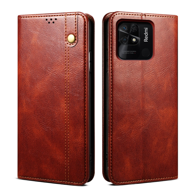 For Xiaomi Redmi 10C Oil Wax Crazy Horse Texture Leather Phone Case