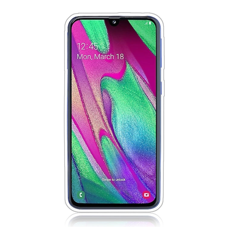 For Galaxy A40 Glittery Powder Shockproof TPU Protective Case, with 360 Degree Rotation Ring Holder