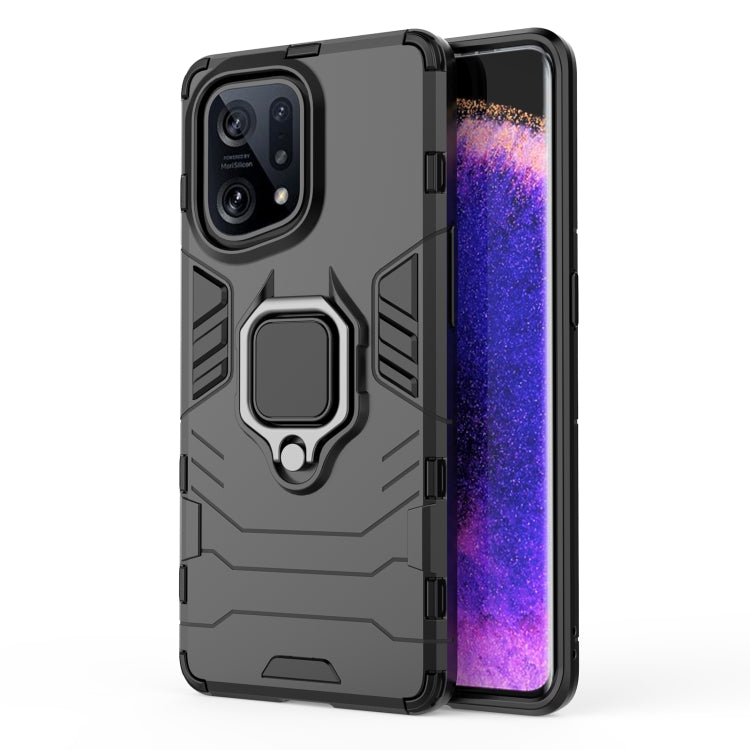 For OPPO Find X5 Shockproof PC + TPU Protective Phone Case with Magnetic Ring Holder