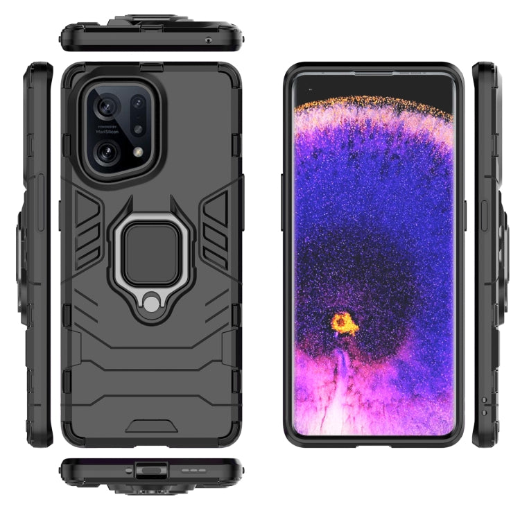 For OPPO Find X5 Shockproof PC + TPU Protective Phone Case with Magnetic Ring Holder
