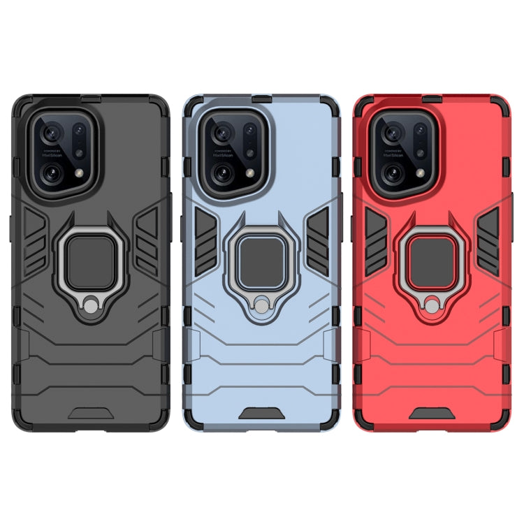 For OPPO Find X5 Shockproof PC + TPU Protective Phone Case with Magnetic Ring Holder