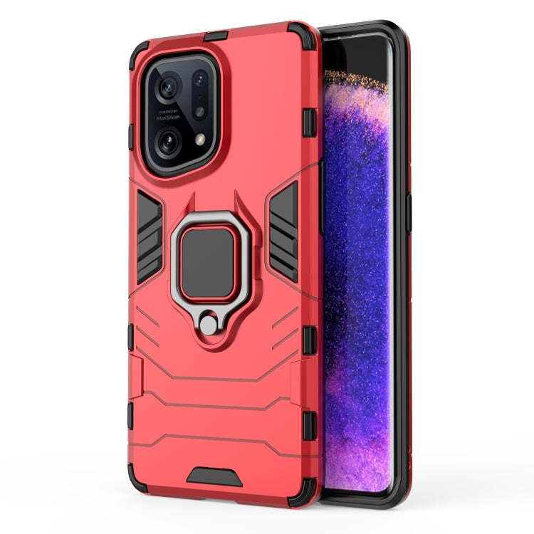 For OPPO Find X5 Shockproof PC + TPU Protective Phone Case with Magnetic Ring Holder