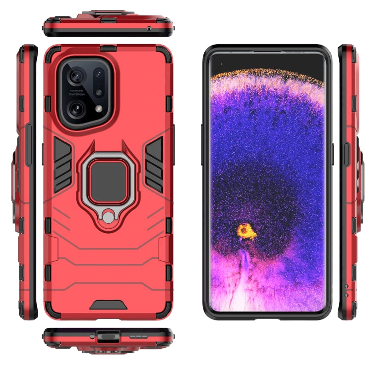 For OPPO Find X5 Shockproof PC + TPU Protective Phone Case with Magnetic Ring Holder
