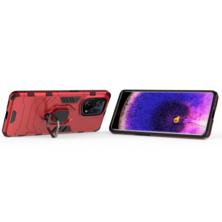 For OPPO Find X5 Shockproof PC + TPU Protective Phone Case with Magnetic Ring Holder
