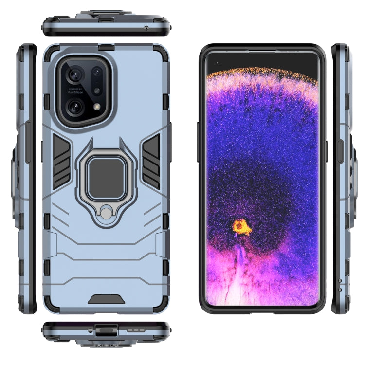 For OPPO Find X5 Shockproof PC + TPU Protective Phone Case with Magnetic Ring Holder