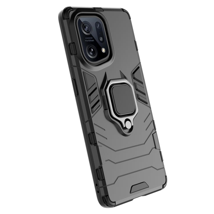 For OPPO Find X5 Shockproof PC + TPU Protective Phone Case with Magnetic Ring Holder
