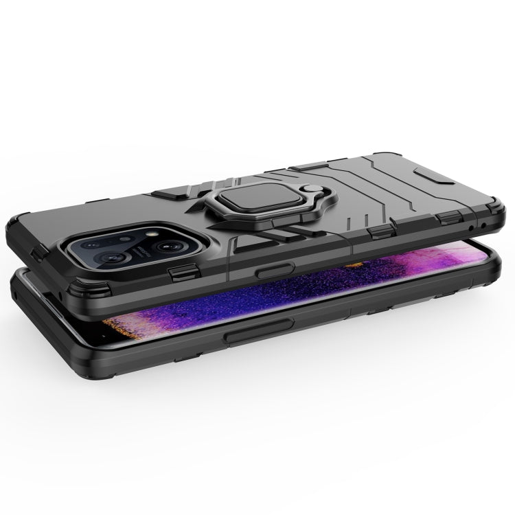 For OPPO Find X5 Shockproof PC + TPU Protective Phone Case with Magnetic Ring Holder