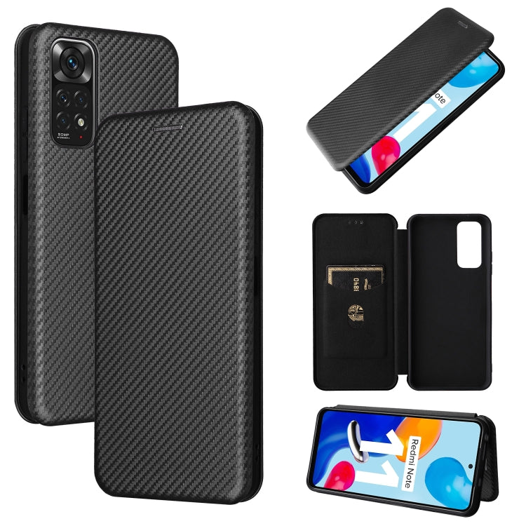 For Xiaomi Redmi Note 11 4G / Note 11S 4G Carbon Fiber Texture Leather Phone Case