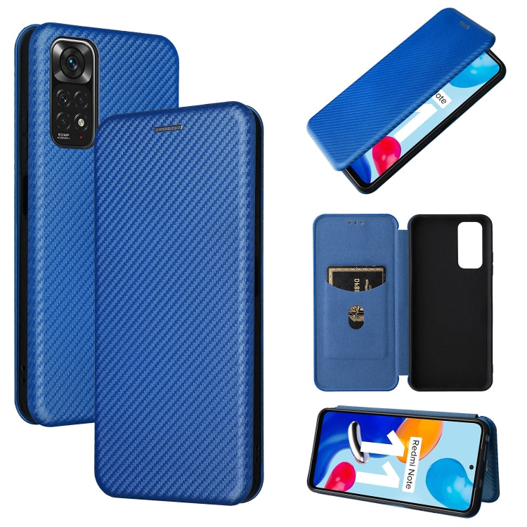 For Xiaomi Redmi Note 11 4G / Note 11S 4G Carbon Fiber Texture Leather Phone Case