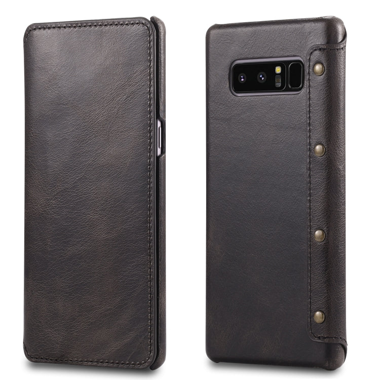 For Galaxy Note 8 Denior Oil Wax Cowhide Simple Horizontal Flip Leather Case with Card Slots & Wallet