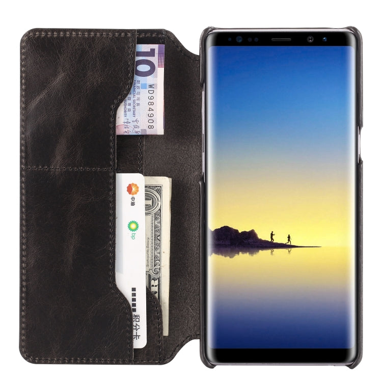For Galaxy Note 8 Denior Oil Wax Cowhide Simple Horizontal Flip Leather Case with Card Slots & Wallet