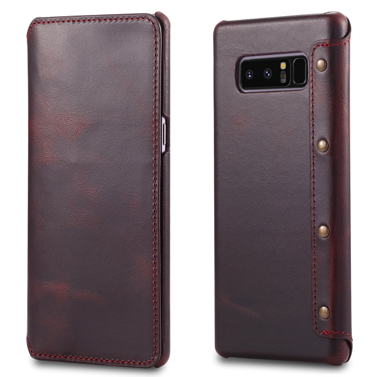 For Galaxy Note 8 Denior Oil Wax Cowhide Simple Horizontal Flip Leather Case with Card Slots & Wallet