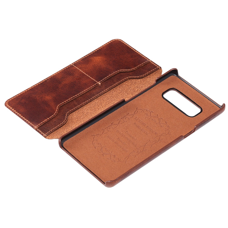 For Galaxy Note 8 Denior Oil Wax Cowhide Simple Horizontal Flip Leather Case with Card Slots & Wallet