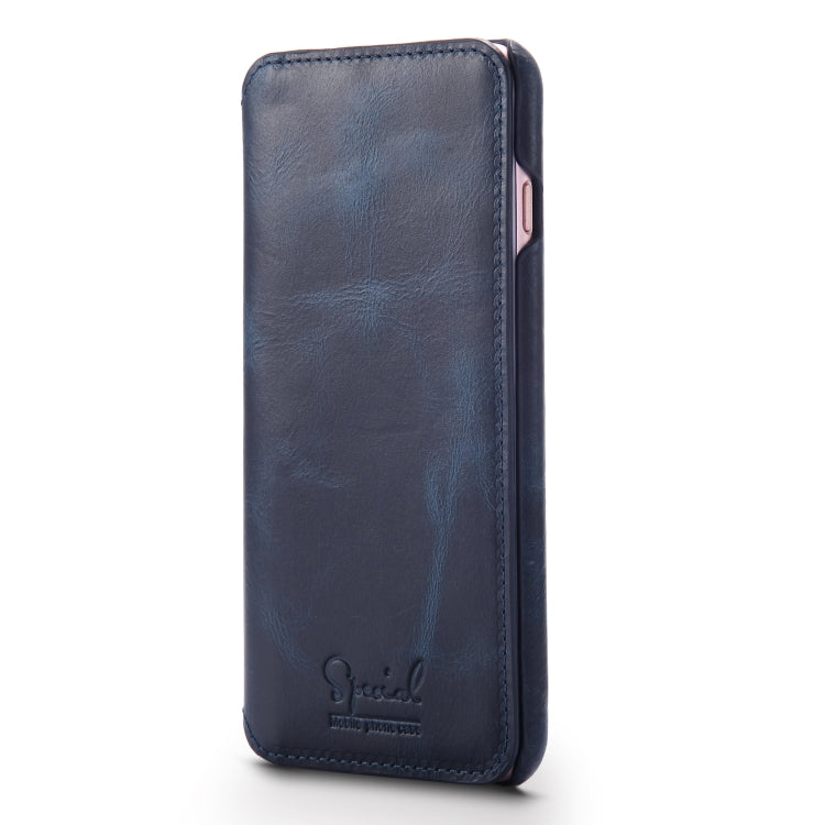 For iPhone 6s / 7 / 8 Denior Oil Wax Cowhide Simple Horizontal Flip Leather Case with Card Slots & Wallet