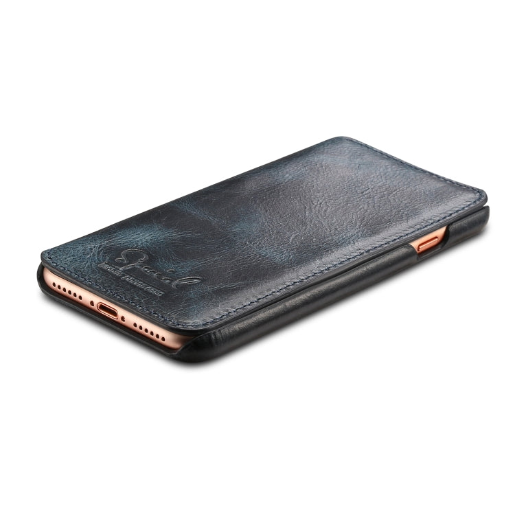 For iPhone 6s / 7 / 8 Denior Oil Wax Cowhide Simple Horizontal Flip Leather Case with Card Slots & Wallet