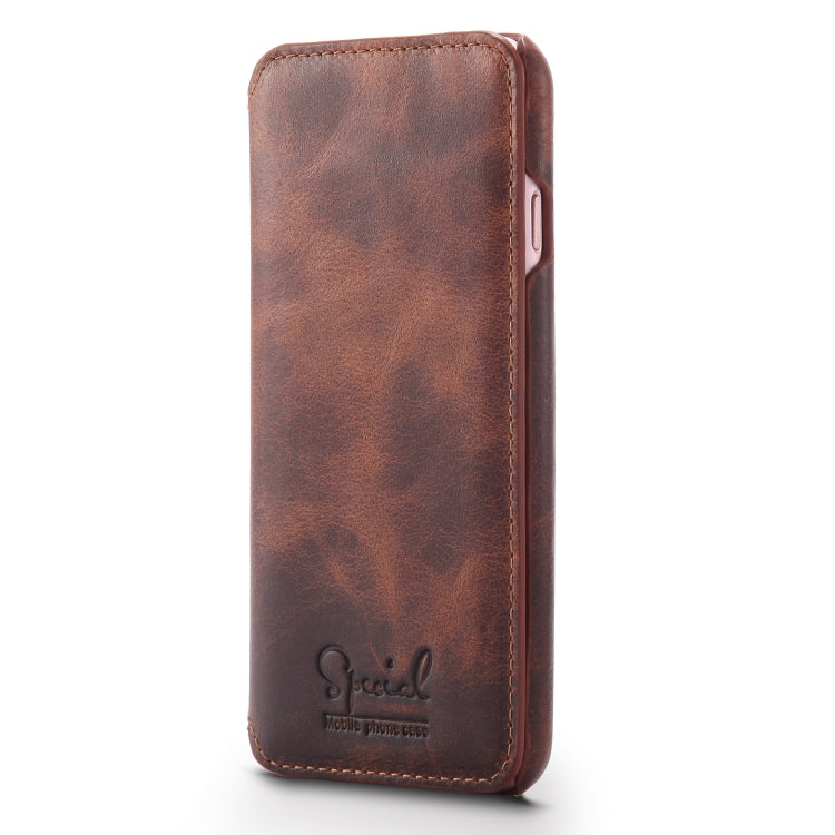 For iPhone 6s / 7 / 8 Denior Oil Wax Cowhide Simple Horizontal Flip Leather Case with Card Slots & Wallet