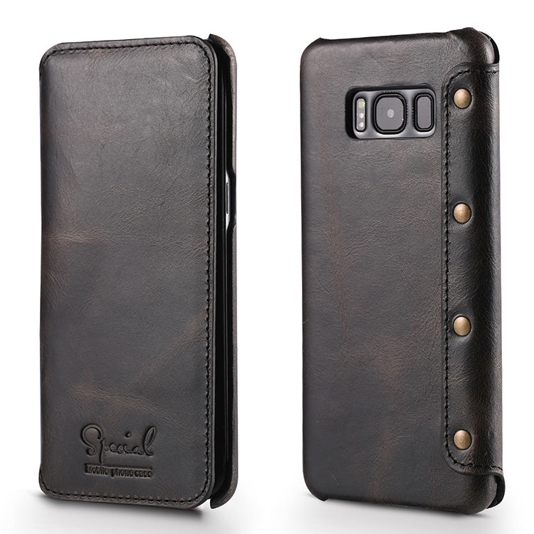 For Galaxy S8 Denior Oil Wax Cowhide Simple Horizontal Flip Leather Case with Card Slots & Wallet
