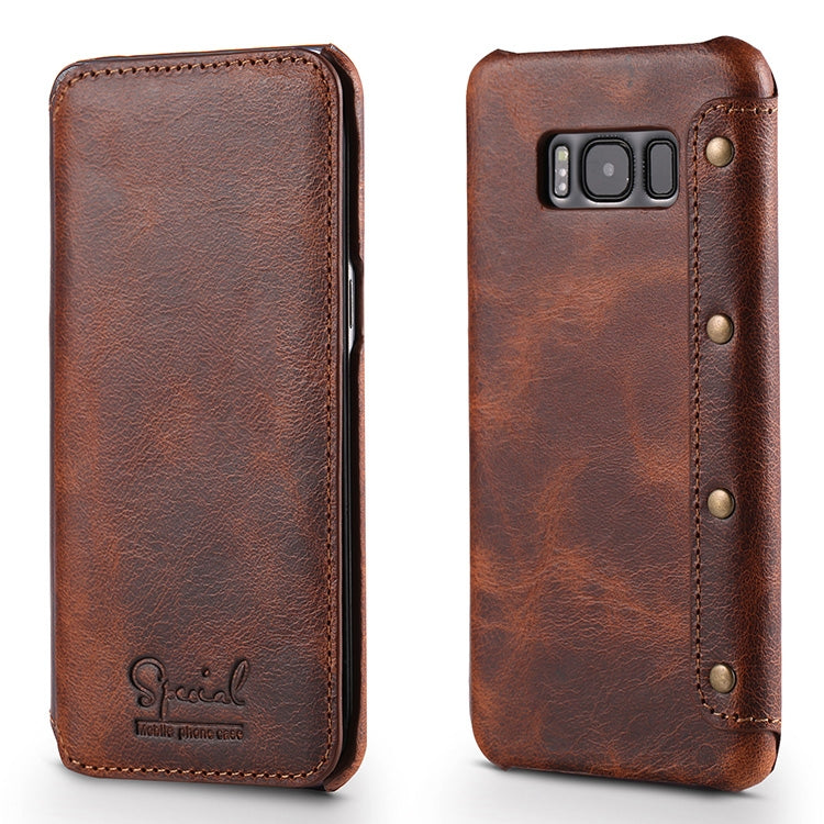 For Galaxy S8 Denior Oil Wax Cowhide Simple Horizontal Flip Leather Case with Card Slots & Wallet