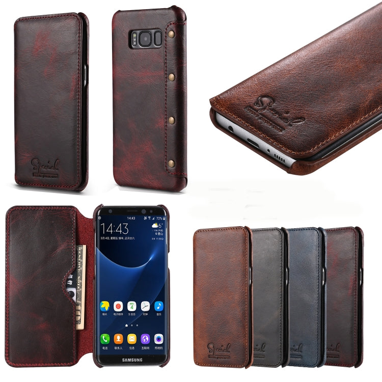 For Galaxy S8 Denior Oil Wax Cowhide Simple Horizontal Flip Leather Case with Card Slots & Wallet
